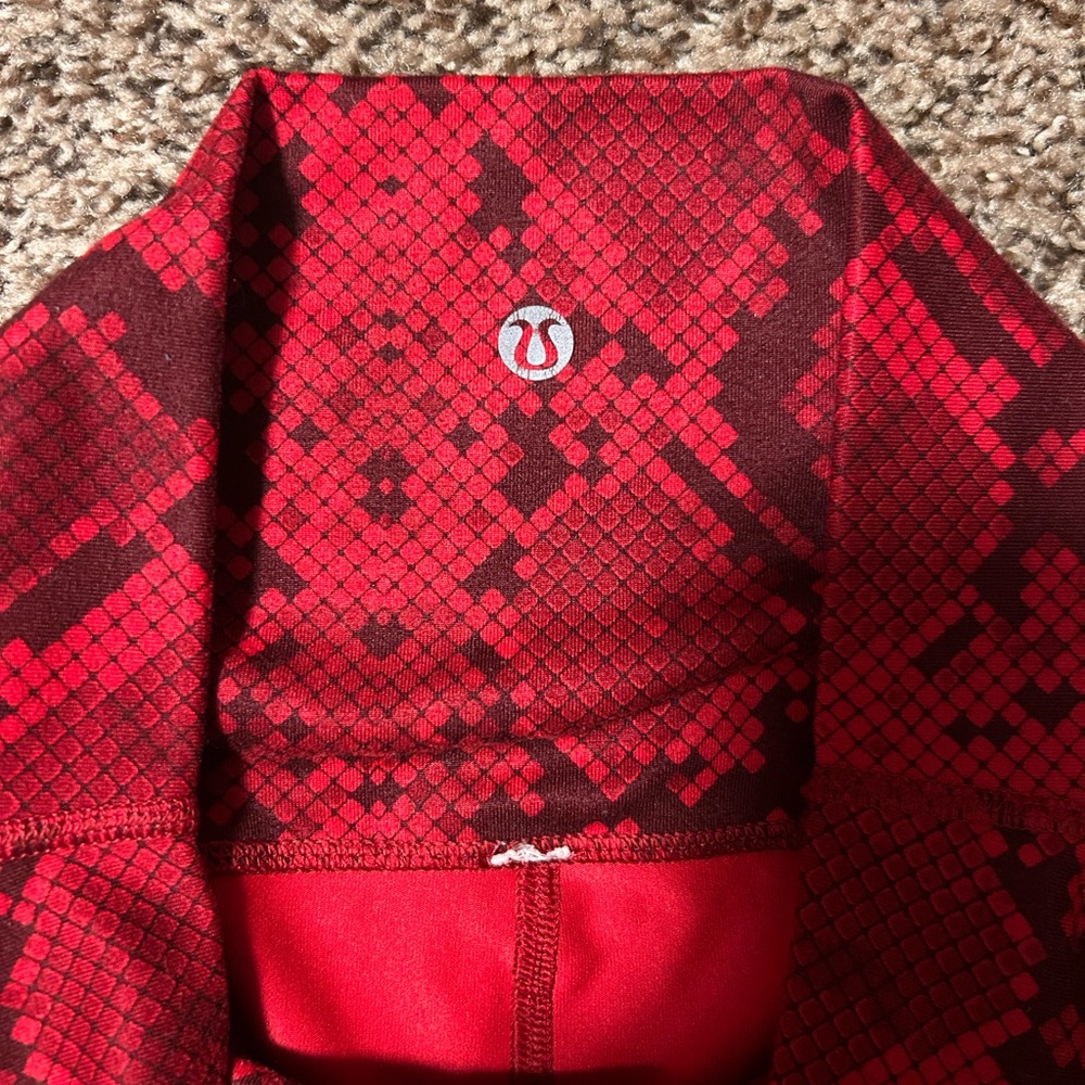Lululemon Red Python Snake Print Yoga Shorts Fold… - image 3